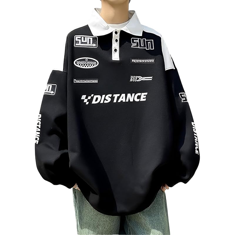 

[BLANK BLANC] men s polo shirt long sleeve Larger sporty room wear home clothes Iegi Heyagi Fashionable fashionable street For adults black