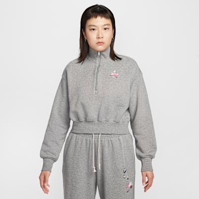 Nike Sweatshirts Women s Gray Stand Collar Moderate Regular S