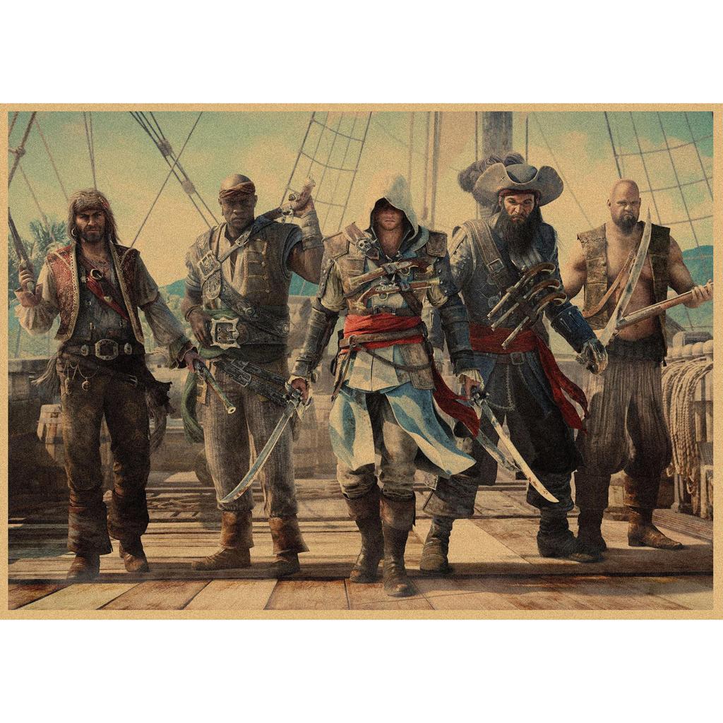 Assassin's Creed Retro Kraft Paper Wall Poster Mural 250