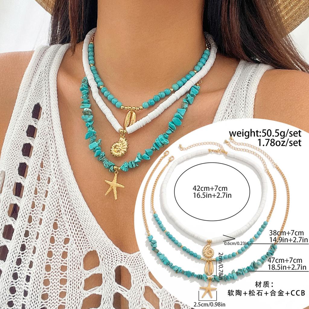 Accessories Ocean Wind Shell Rice Beads Gravel Necklace Female Beach Starfish Beaded Necklace