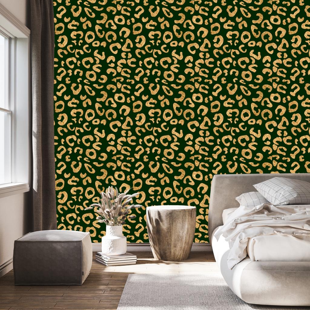 Bottle Green Leather Wallpaper, 50x1000