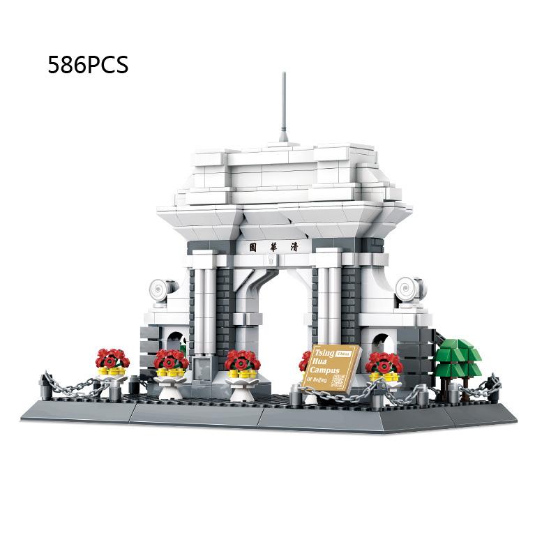 Creative Building Bricks World Famous Historical Architecture Nanobricks China Beijing Tsinghua Campus Micro Diamond Block Toys