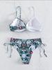 Printed Multicolor Drawstring Backless Swimsuit Beach Gathered Sexy Split Steel Bracket Hard Bag Bikini Set Girl