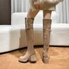 Over-knee Boots, Long Boots, Women's Boots, Winter New High Tube, Long Tube, Thick-soled Lamb Wool Elastic Thick Heel Stacked Boots