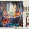 A Polyester Blend Shower Curtain with an Artistic Ghost Theme, Made from Durable Polyester Material, Available in Multiple Sizes