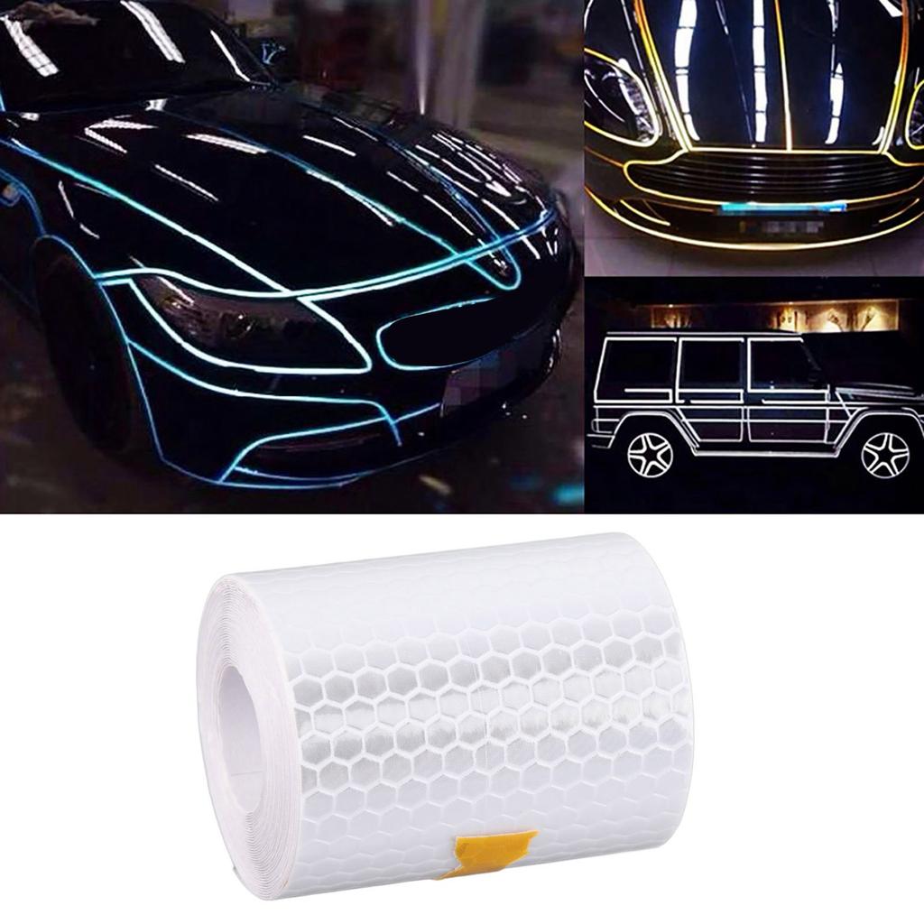3 Meter * 5cm Car Body Reflective Tape Strip Stickers Safety Warning Decal Trim (White)