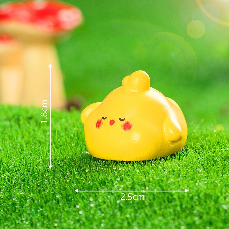 Miniatures Figurines Cute Cartoon Yellow Chicken Animal Landscape Ornaments Creative DIY Home Decorations Accessories Gifts