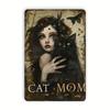 Pack of 1  Cat Mom Metal Tin Sign, Iron Wall Art Decor, Halloween Black Cat Theme,  , for Coffee Bar & Outdoor