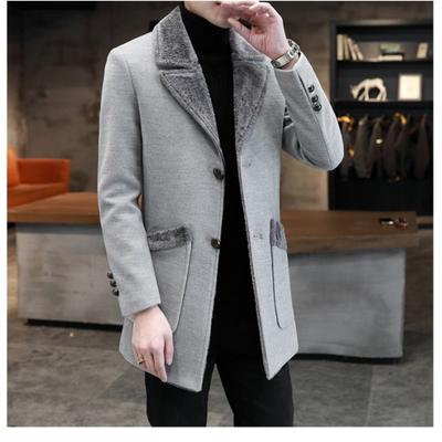 Herren Herbst/Winter Gerade Saum Mehrfach-Taschen Mantel Jugend Einfarbig Minimalistisch Britischer Stil Blazer