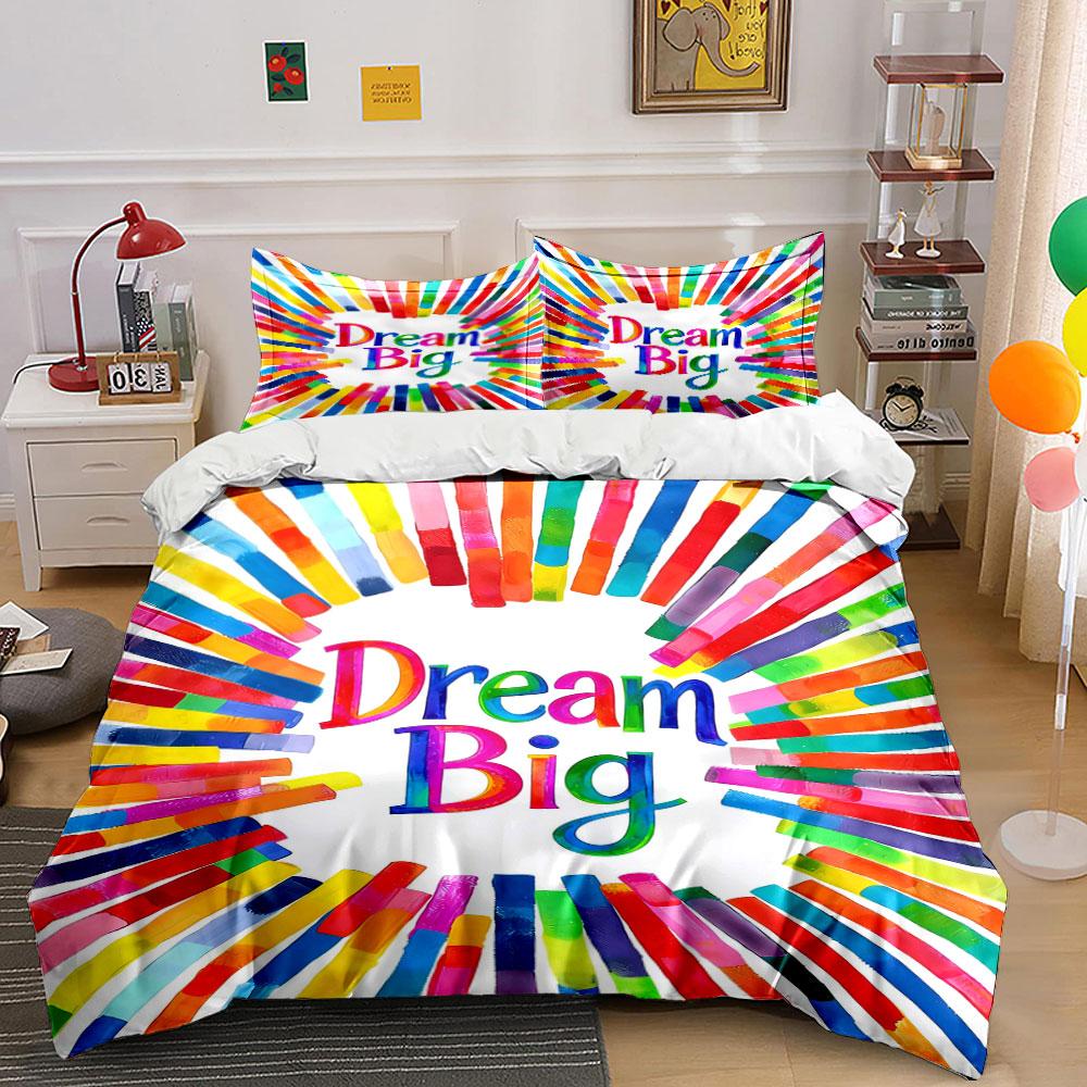 

Rainbow stripes and Dream Big . Bedding sets Duvet cover sets Duvet covers Pillowcases(1 * Duvet Cover 2 * Pillowcases, without duvet insert) 135x200cm
