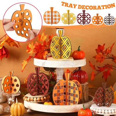 5pcs Panneaux Décoratifs d'Automne en Bois Feuille d'Érable Décor d'Automne Plateau à Étages Décoratif Feuille d'Érable