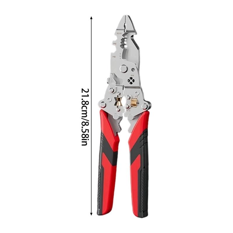 Professional 12 Function Collapsible Wire Stripping Tool With Crimping Cutting And Safety Lock Wire Crimper