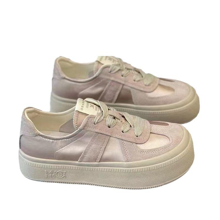 Rosa snøresko med tykk såle, pustende sports- og fritidsbrettsko