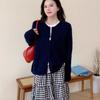 Simple small round neck twist knitted cardigan women's loose and thin versatile sweater jacket top