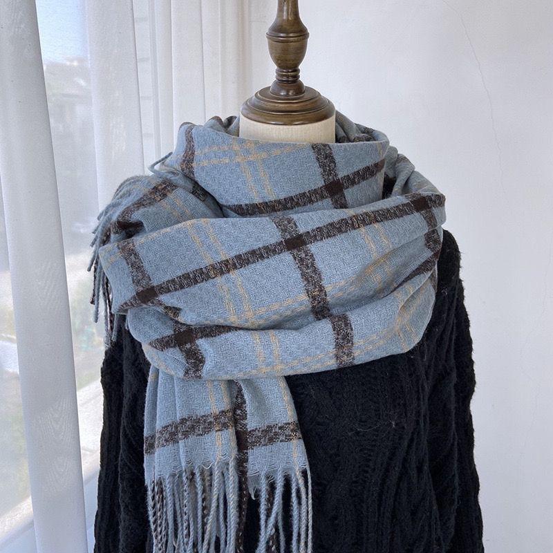 New Imitation Cashmere Plaid Warm Scarf for Women Winter Korean Version Versatile Student Couple Girl Scarf Men's Trendy