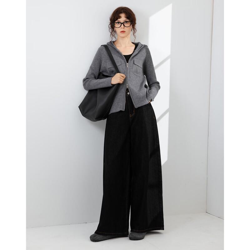 Demana Women s Retro Hooded Colorblock Knit Cardigan S