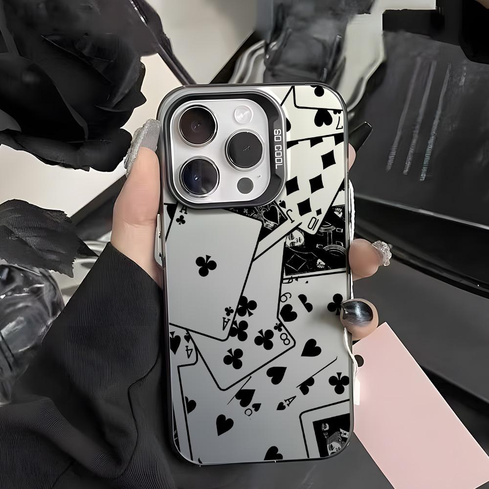 Black and white poker element collage pattern phone case For iPhone 11 12 13 14 15 16 17 XS XR X 12 13 Plus Pro Max SE series