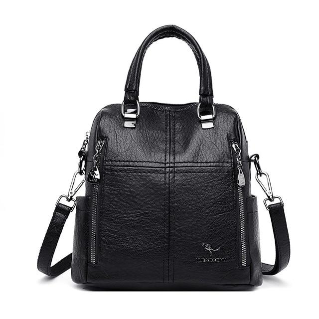 New High Quality Leather Backpack Women Shoulder Bags Multifunction Travel Backpack School Bags for Girls
