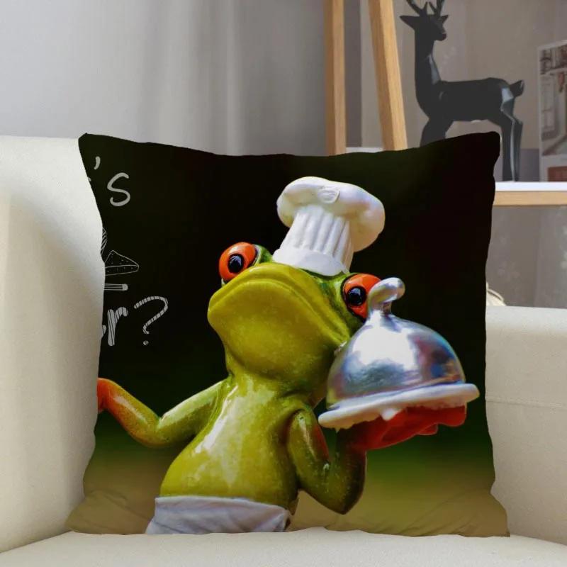 Frog Animal Pillowcase Home Decor Zipper Square  Throw  Drop Shipping