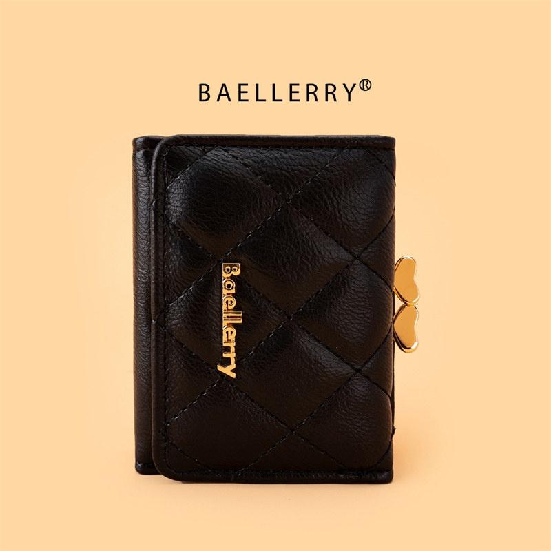 Baellerry Fashion Short Wallets for Women Artificial Leather Tri-fold Purse Classic Card Holder Money Bags