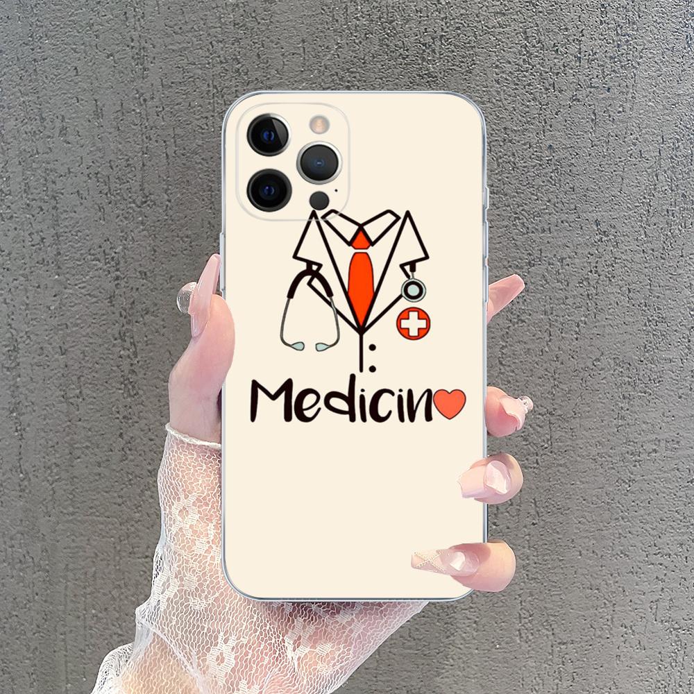 Medical Medicine stethoscope Phone Case For iPhone 15 14 13 12 Mini 11 Pro XS Max X XR SE 6 7 8 Plus Soft Silicone Cover