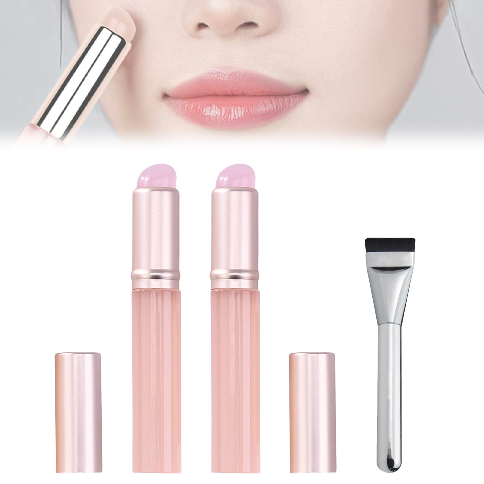 

Minarena Lip Silicone Concealer Set of Round Head Makeup Eye Shadow Lip Lipstick Easy to Silicone Concealer Brush for Включает в себя плоскую кисть для макияжа,