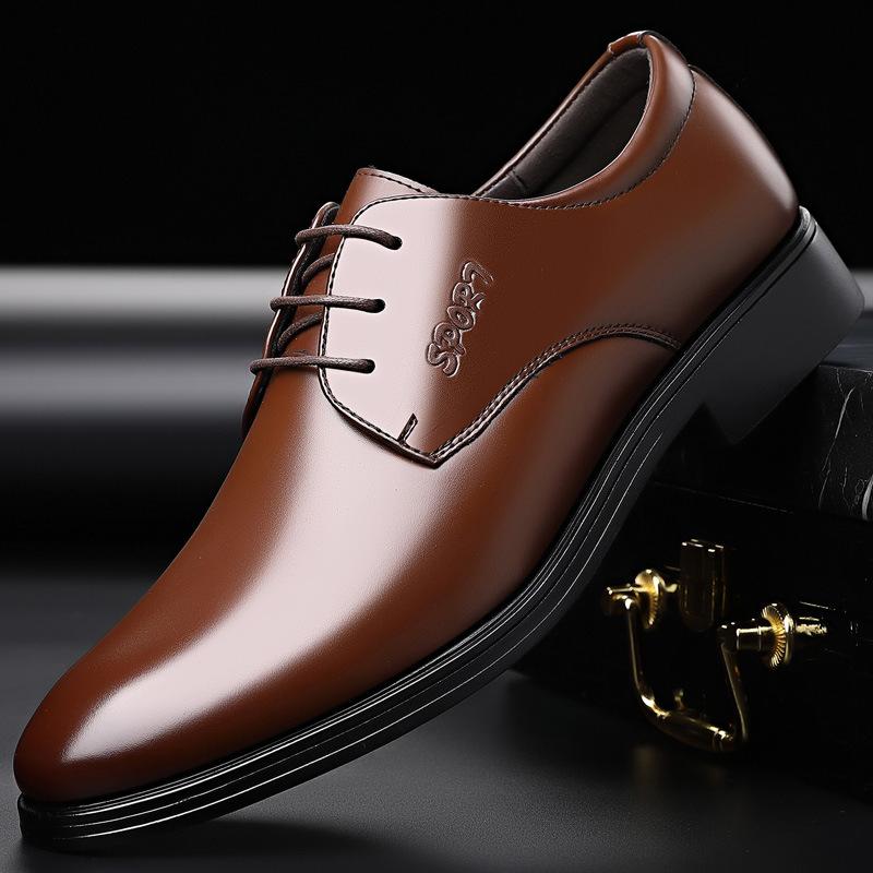 

Кожаная обувь мужская корейская версия деловая классическая заостренная осенняя британский тренд дышащая черная обувь жениха для свадьбы мужская 44