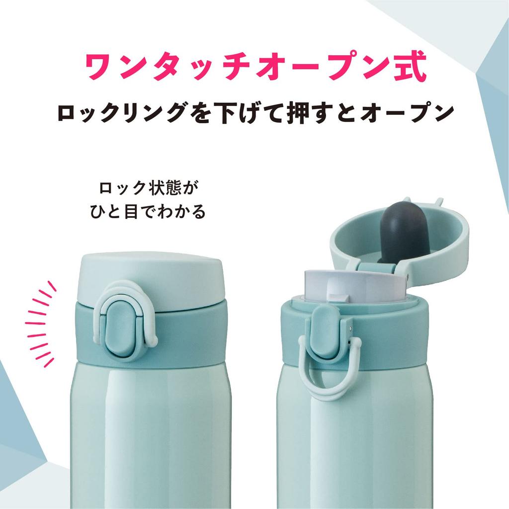 Atlas Water Bottle 620ml Vacuum Insulated Stainless Steel Ultra Light One Touch Bottle Blue Airist Hot Water Thermal/Cold AROW-600BL