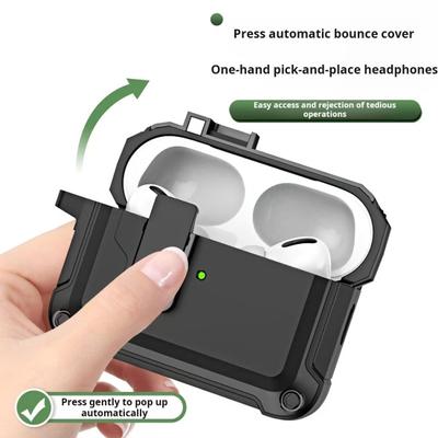 Earphone Cover for Airpods Pro 2 Shock-Proof Skin Full Cover with Dual Material Wireless Charging Support Switch Lock Headphone Protective Case