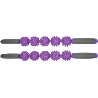 2Pcs Massage Stick Muscle Relaxation Massager Five Balls Spiky Fascia Rods Yoga Roller