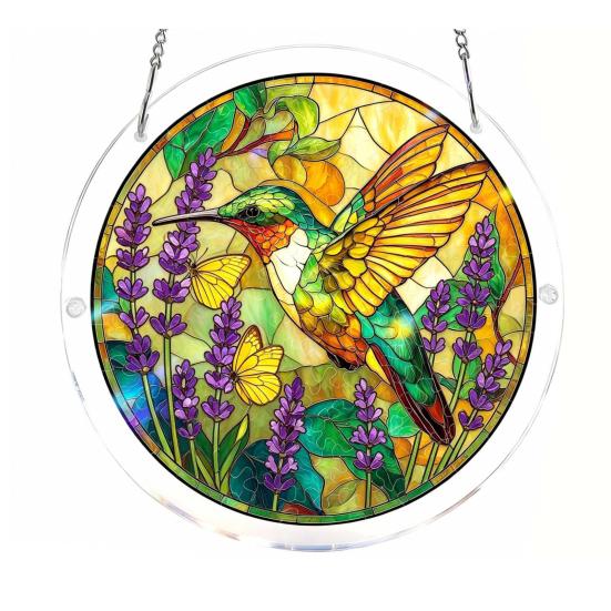 Acryl Puzzlesonnensammler, Lebensbaum/Blumen im Buntglas-Stil Fensterhänge-Dekoration, DIY Sonnensammler-Set für Zuhause, Garten