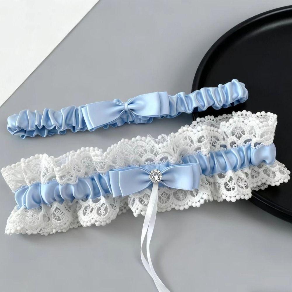 Ruffled Lolita Leg Rings Set Elastic Sexy Leg Loop Fashion Bride Garter Belt JK Accessory