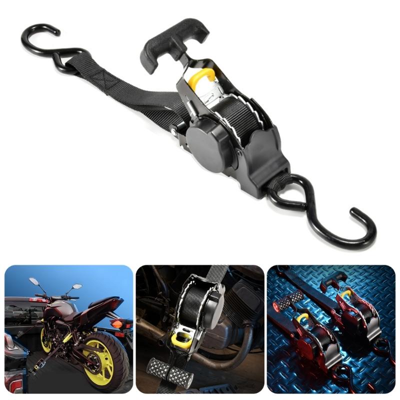 Retractable Ratchet Strap Heavy Duty Ratchet Strap Self Retractable Tie Down Strap for Motorcycle Truck Trailer Cargo