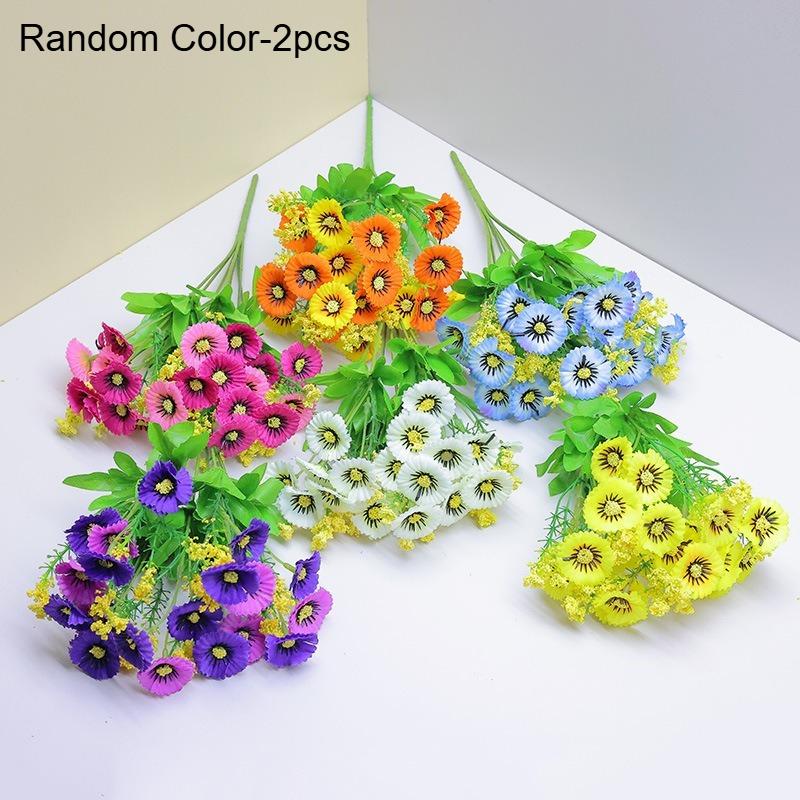

2pcs Plastic Daisy Artificial Flower Bouquet Outdoor Simulation Flower Office Home Decoration Indoor Festival Decoration Flowers