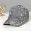 Hat Women's Hollow Breathable Knitted Cap Summer Versatile Rhinestone Baseball Cap Sun Protection Sun Hat Women