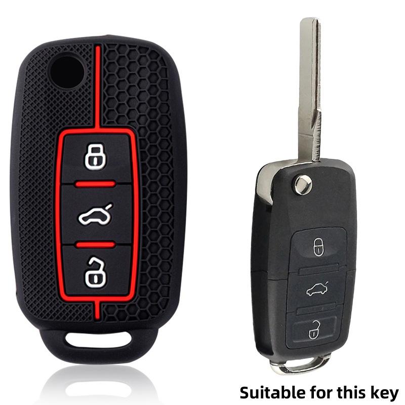 

Silicone Car Flip Key Case Cover Shell Fob For VW Volkswagen Polo Golf Passat Beetle Tiguan Seat Leon Altea Skoda Octavia Kodiaq чёрный
