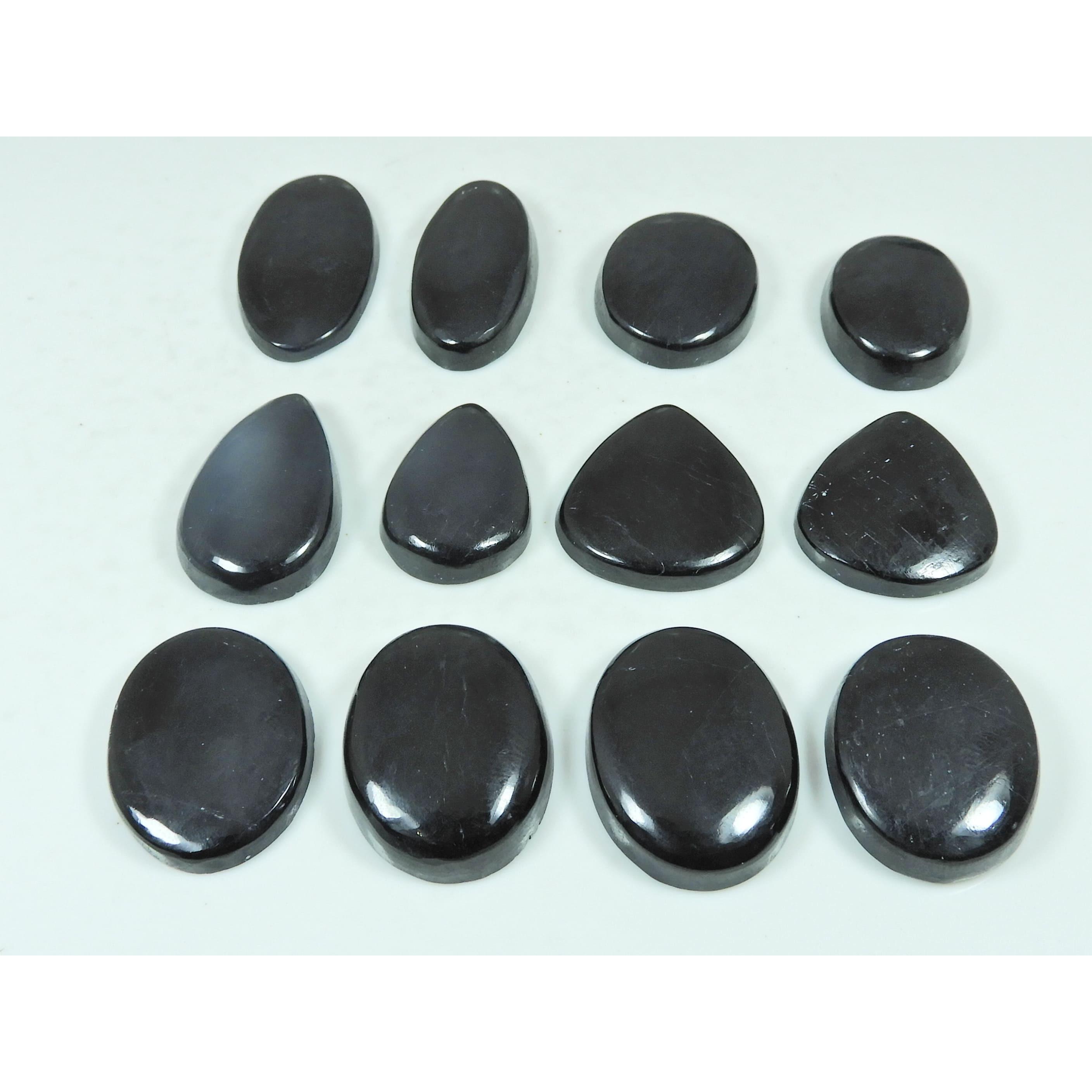 303Cts.Natural Black Tourmaline Mix Shape Cabochon Loose Gemstone 12Pcs Lot C-2900