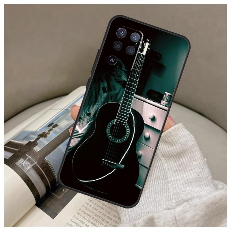 Vintage Music Guitars Case For Oppo A17 A57 A77 A40 A78 A54 A74 A94 A76 A16 A96 A18 A60 A80 A38 A58 A98 A15 A5 Pro