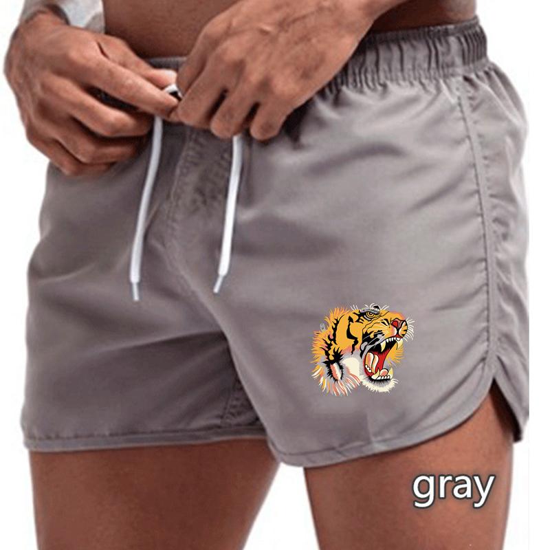 2025 Summer New Men's Quick-Drying Swim Trunks Sports Pants Swimwear Beach Shorts Jogging Shorts Tiger Print