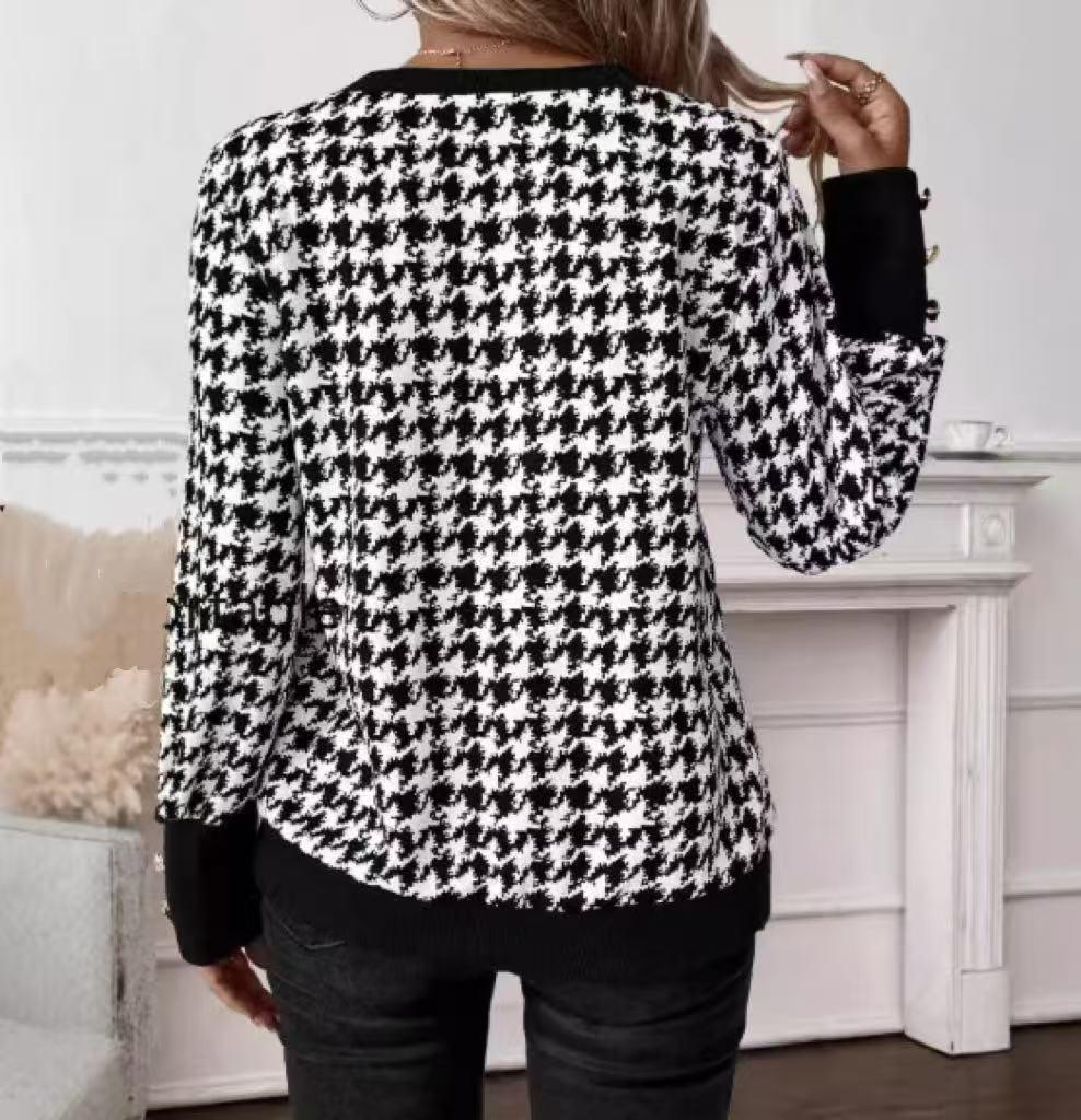 2025 New Spring V-neck Color Block Long Sleeve T-shirt