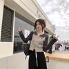 Cardigan short retro contrasting color design knitted sweater women's autumn short inner bottoming shirt double zipper sweater women