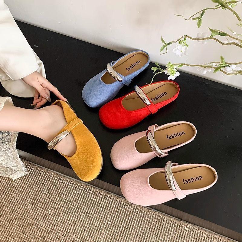 Modische Mary Jane Schuhe mit Metallschnalle Frühling und Sommer 2025 neue französische elegante flache Einzelchuhe Damen