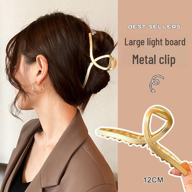 High-End Metal Shark Hair Clip - Elegant Hairpin Bow Accessory