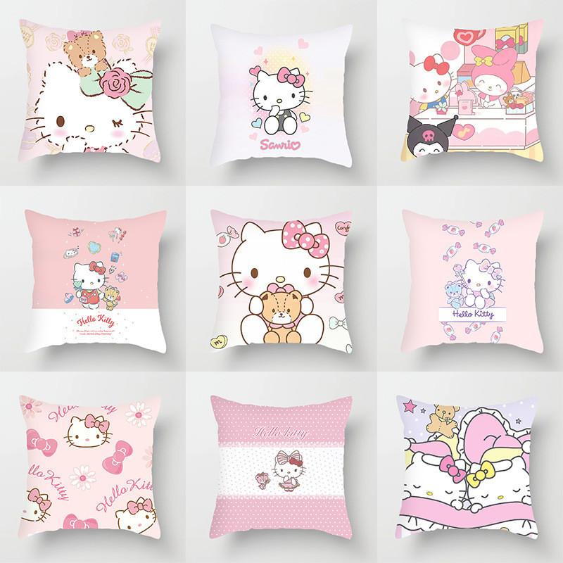 Hello Kitty Plush Pillow Cover With Soft Peach Skin Fabric For Bedroom And Couch Decor
