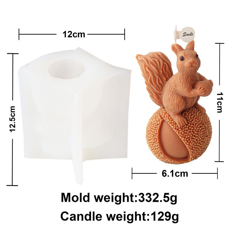 DIY Polymorphic Cute Squirrel Silicone Candle Mold 3D Animal Aromatherapy Candle Plaster Soap Epoxy Resin Mould Home Decor Gifts