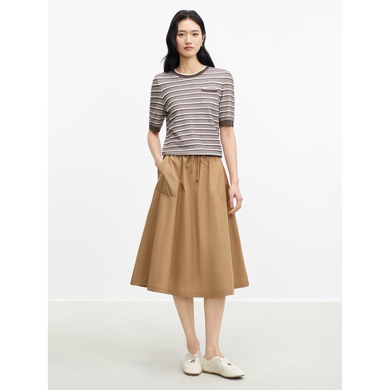 JUZUI Women's Elegant Workwear Elastic Waist Skirt