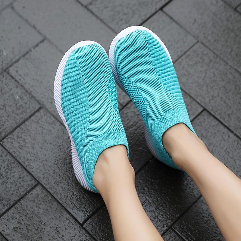 Dames Outdoor Antislip Grote Maat Flyknit Ademend Lichtgewicht Fitness Sneakers
