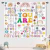 Rainbow Quote Curtains Kids Cartoon Cute Flowers Sun Lovely Inspirational Motivational Words Boys Girls Bedroom Window Polyester Decor Treatment