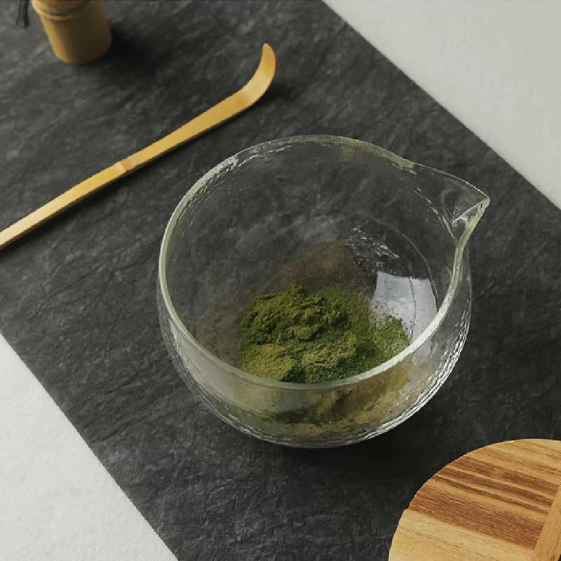 1Pc Textured Glass Matcha Bowl With Pouring Spout Japanese Style Green Tea Ceremony Tea Bowl Song Dynasty Tea Tools