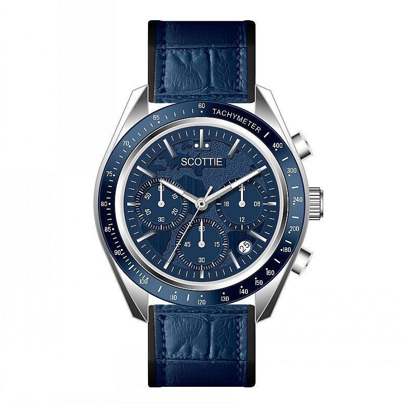 6-Pin Watch Men S Stainless Steel Strap Domineering Black Three-Eye Fashion Large Dial Men S Watch